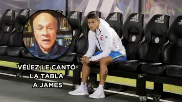   Vélez habló sobre James. (Foto de James tomada de Marca.com y foto de Vélez que es captura de pantalla de YouTube El Futbolero Colombia).