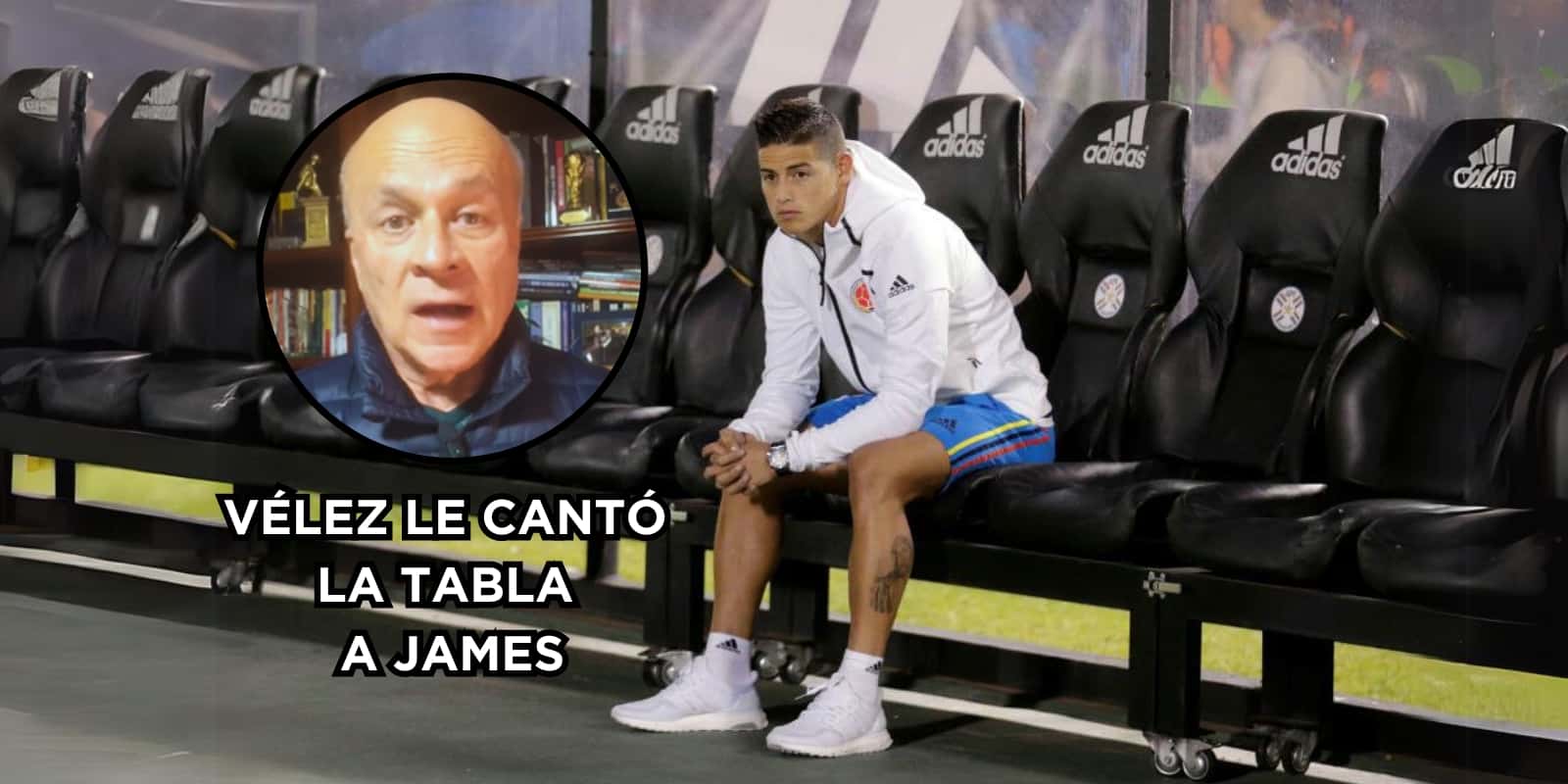 Vélez habló sobre James. (Foto de James tomada de Marca.com y foto de Vélez que es captura de pantalla de YouTube El Futbolero Colombia).