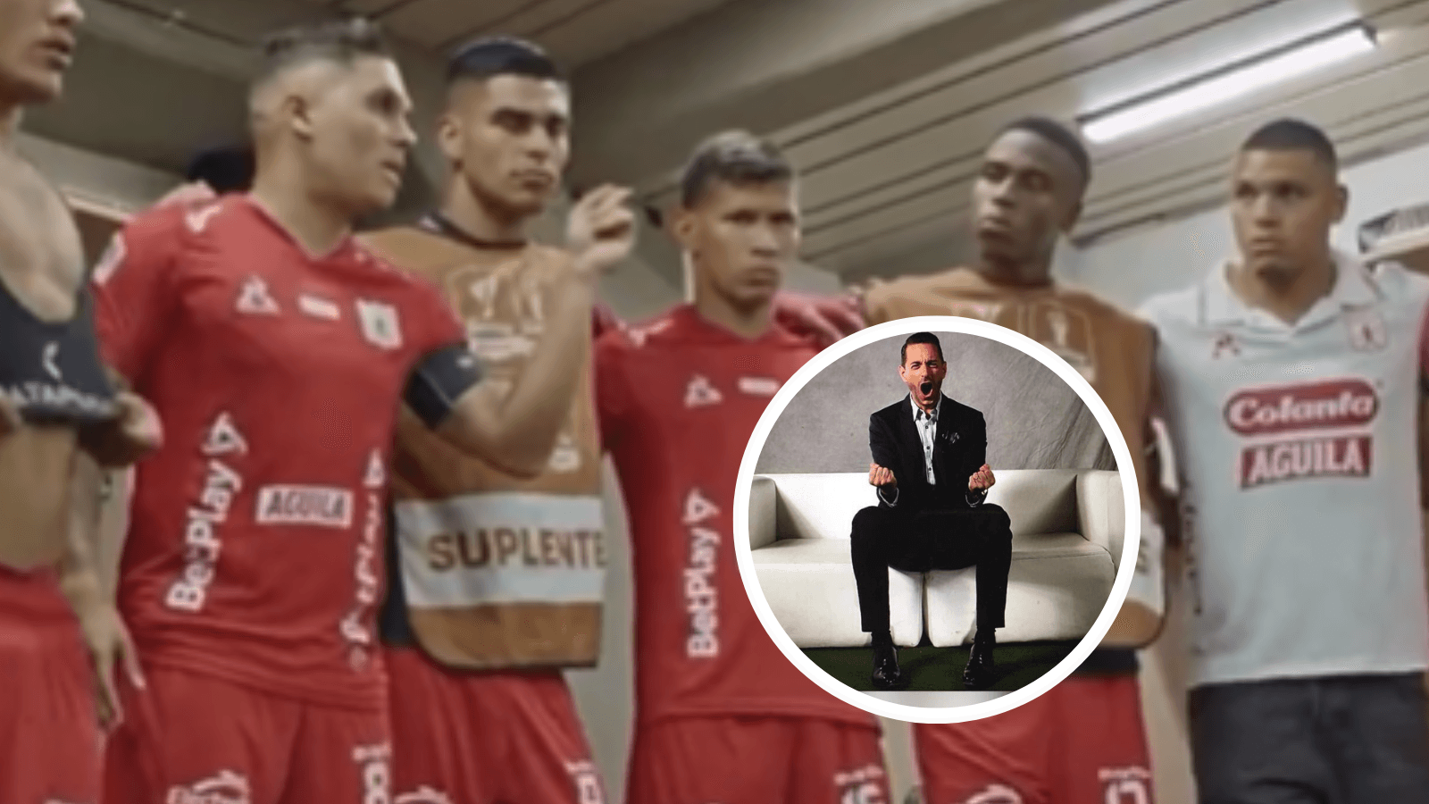 (VIDEO) Juanfer Quintero "toca el orgullo" del Deportivo Cali y esta es la reacción de sorpresa de Pablo Giralt. Foto: Captura de América de Cali y Pablo Giralt