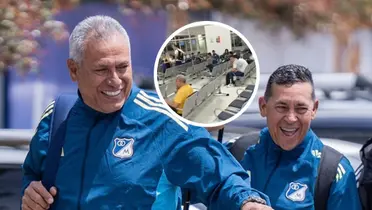 (VIDEO) Lo que sucedió en Millonarios en el aeropuerto de Valledupar entre los hinchas de Millonarios y el equipo Foto: MFC y Captura de X