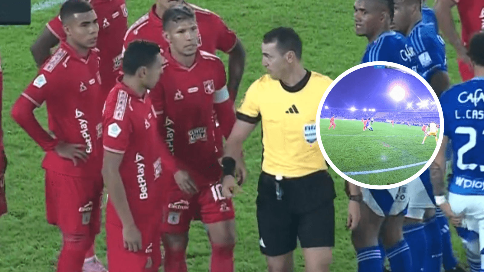 Wilmar Roldán y las dos polémicas de la noche en El Campín que han dado tema de que hablar Foto: Captura de Win Sports