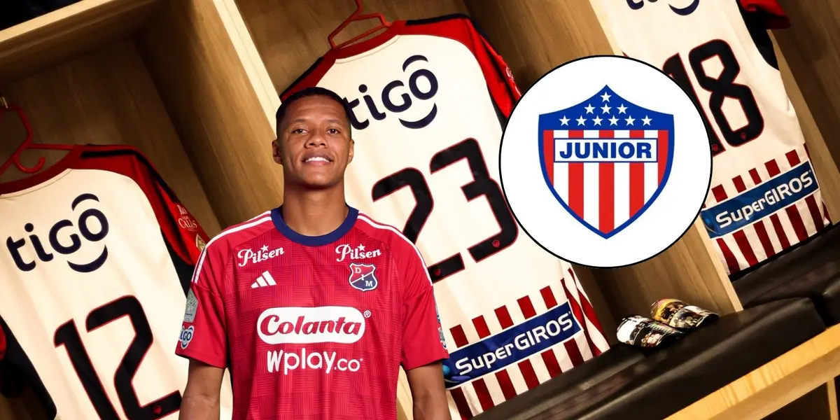 Yairo Moreno. Foto de Yairo de DIM Web Site, camisetas de Junior FC de Junior en X @JuniorClubSA.