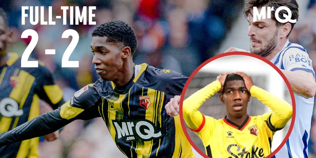 Yaser Asprilla jugando en Watford vs West Bromwich en la segunda de Inglaterra