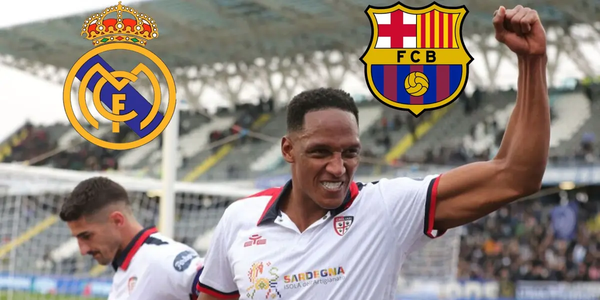 Yerry Mina con la camiseta de Cagliari de Italia
