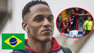 Yerry Mina con la camiseta de Cagliari de Italia