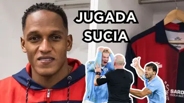 Yerry Mina criticado en Italia. Foto de Mina de Claro Sports, Haaland de The Times.