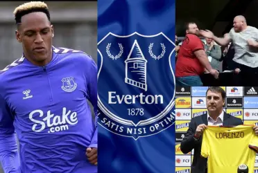 Yerry Mina no está viviendo un buen momento en Everton, ni siquiera con la salida de Frank Lampard