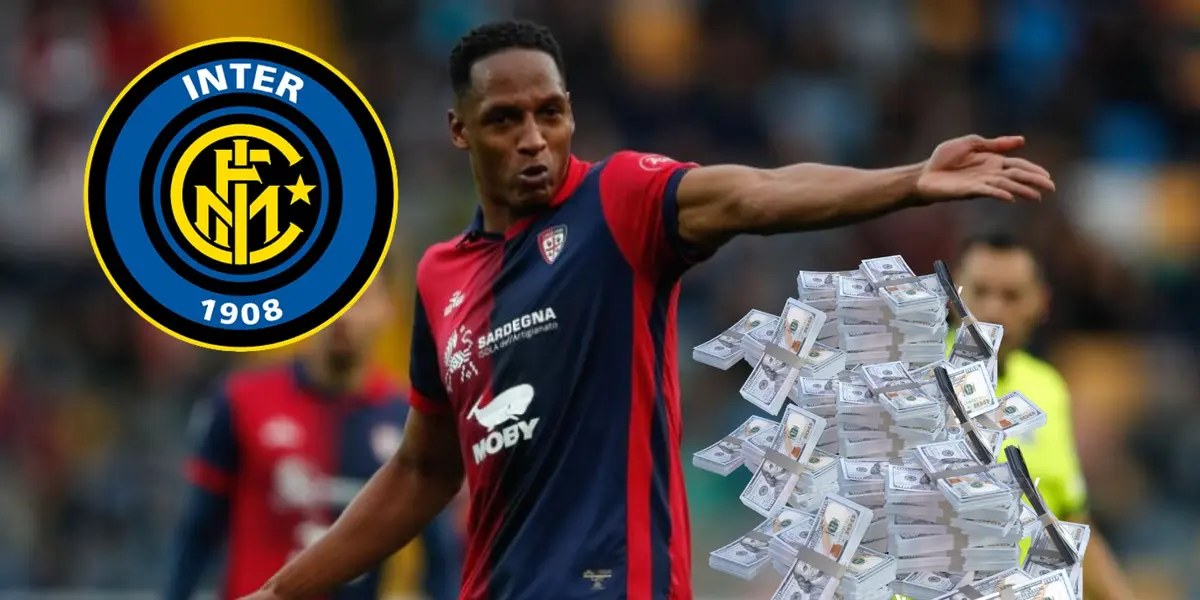 Yerry Mina jugando con el Cagliari. Foto tomada de Gol Caracol.