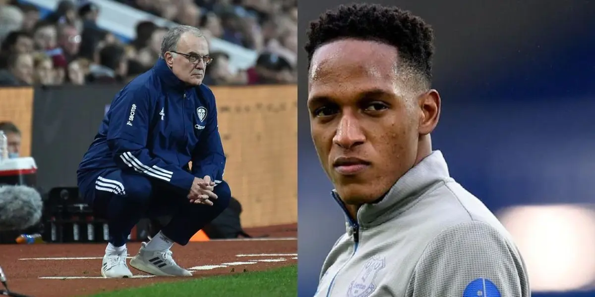 Yerry Mina recibió una noticia en el Everton que tendría que ver con Marcelo Bielsa.