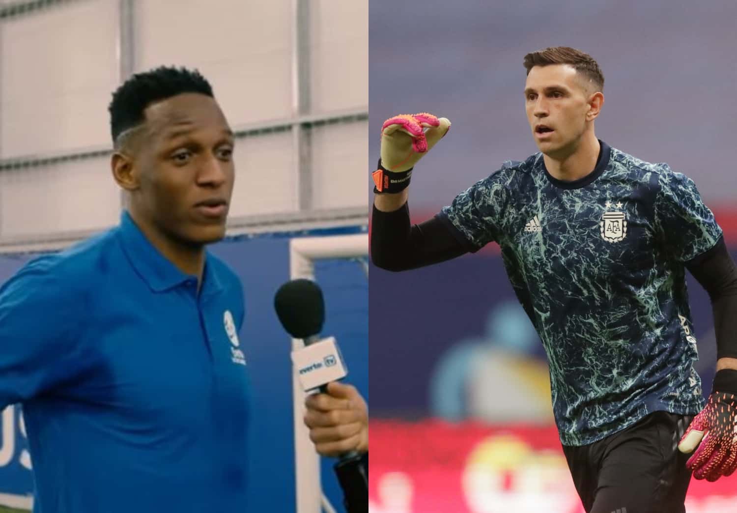 Yerry Mina se enfrentará contra el argentino Emiliano Martínez y el duelo se comienza a calentar.