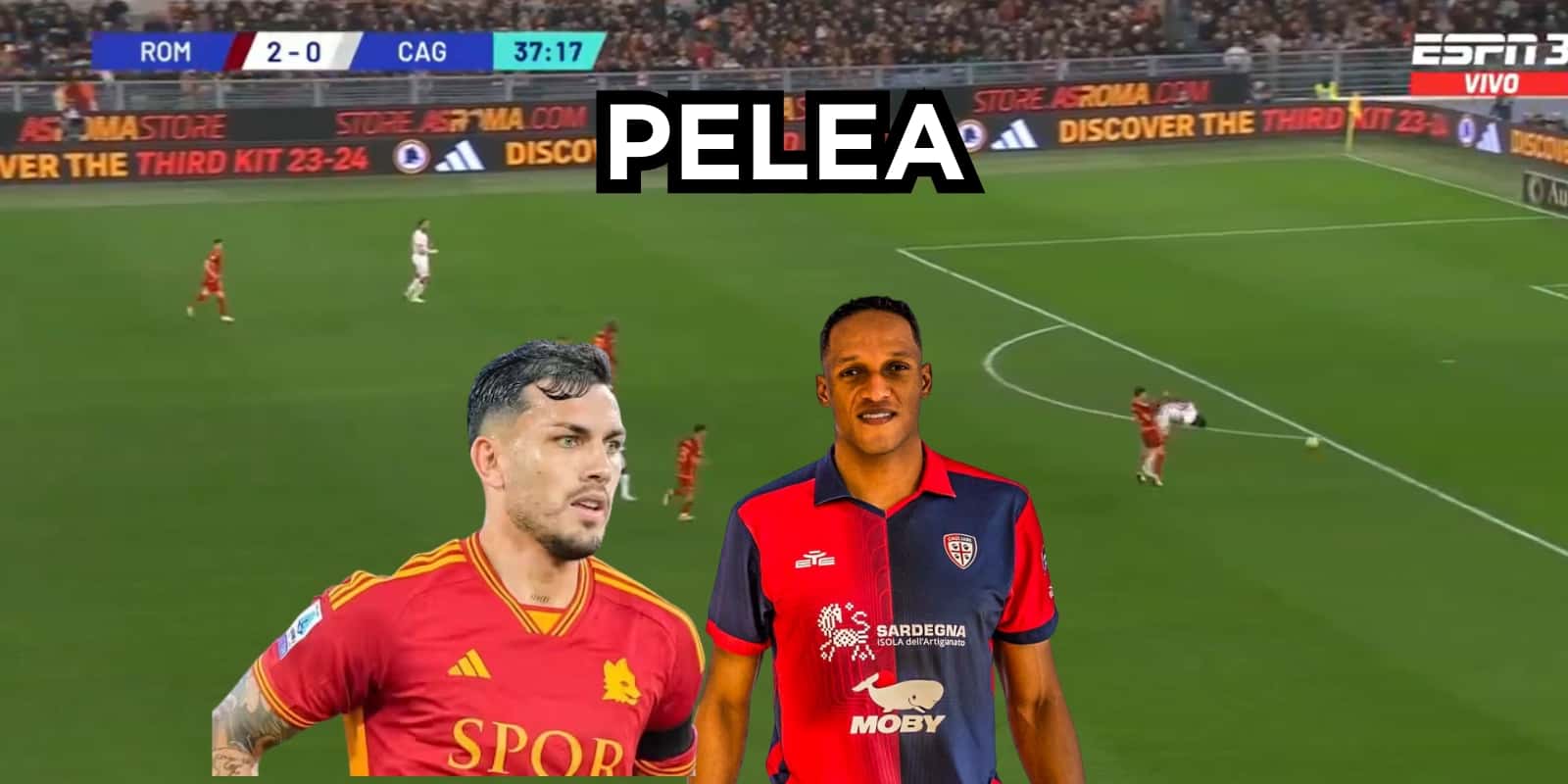 Yerry Mina tuvo un duro cruce en su debut con el Cagliari.