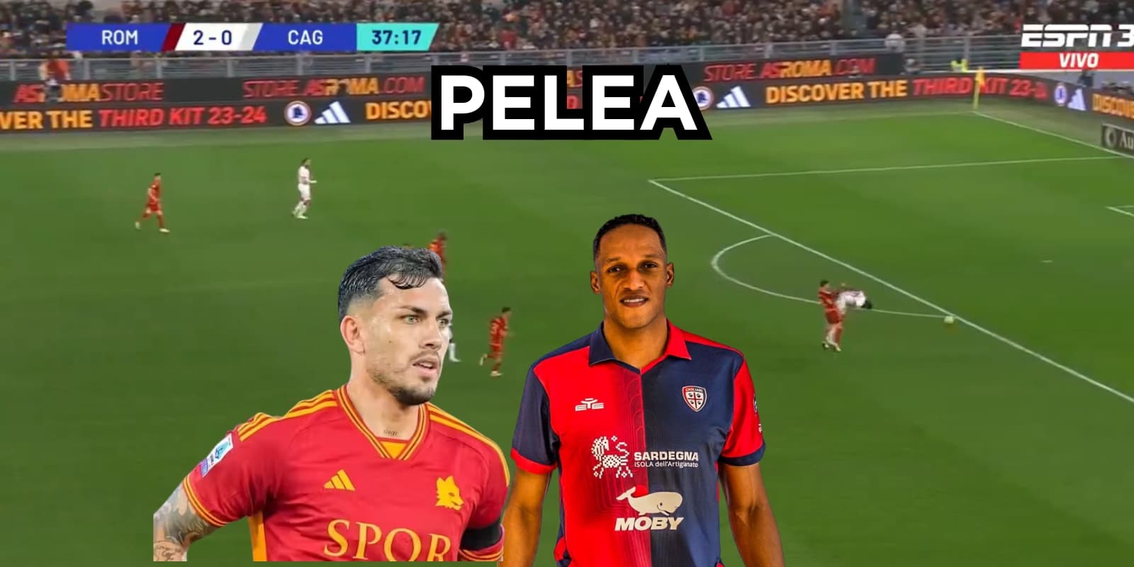 Yerry Mina tuvo un duro cruce en su debut con el Cagliari.