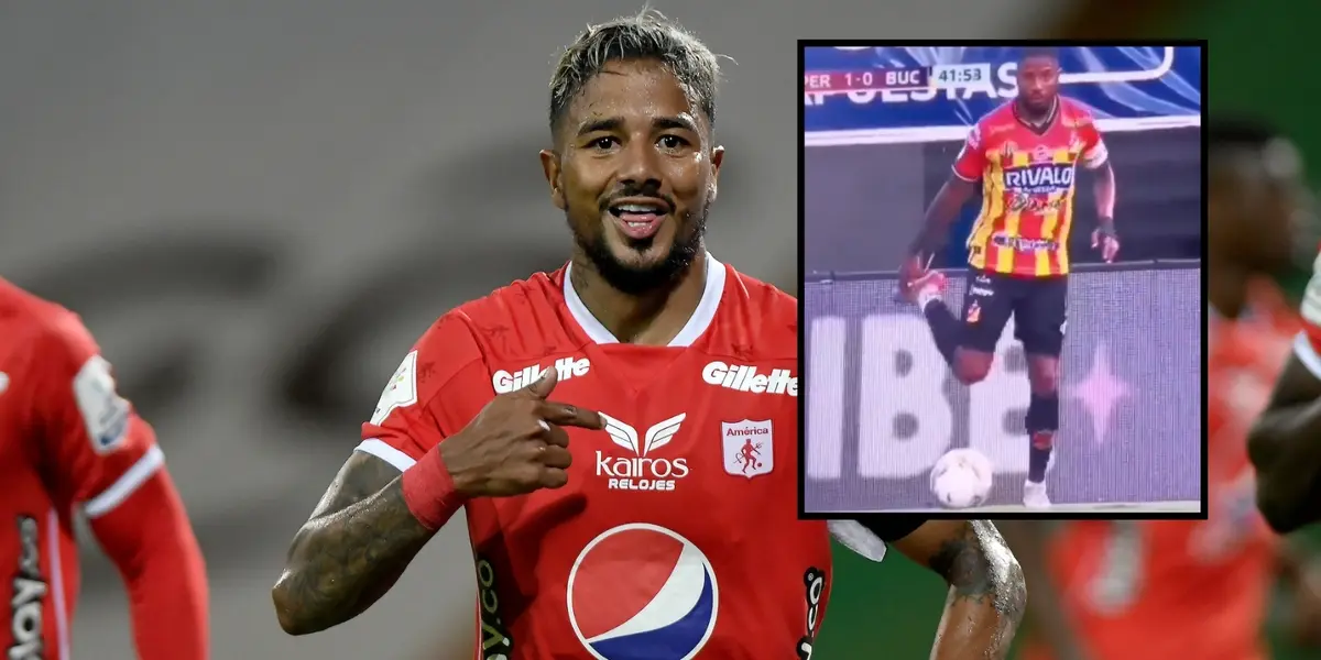 Yesus Cabrea cuando jugaba en el América de Cali. Foto tomada de El País y captura de pantalla Win Sports.