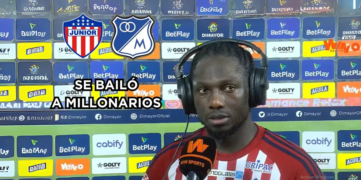 Yimmi Chará una de las figuras del Junior FC contra Millonarios FC.