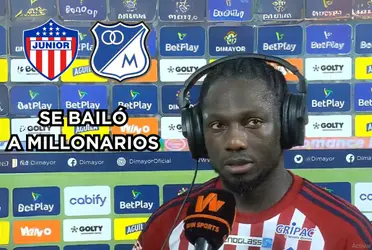 Yimmi Chará una de las figuras del Junior FC contra Millonarios FC.