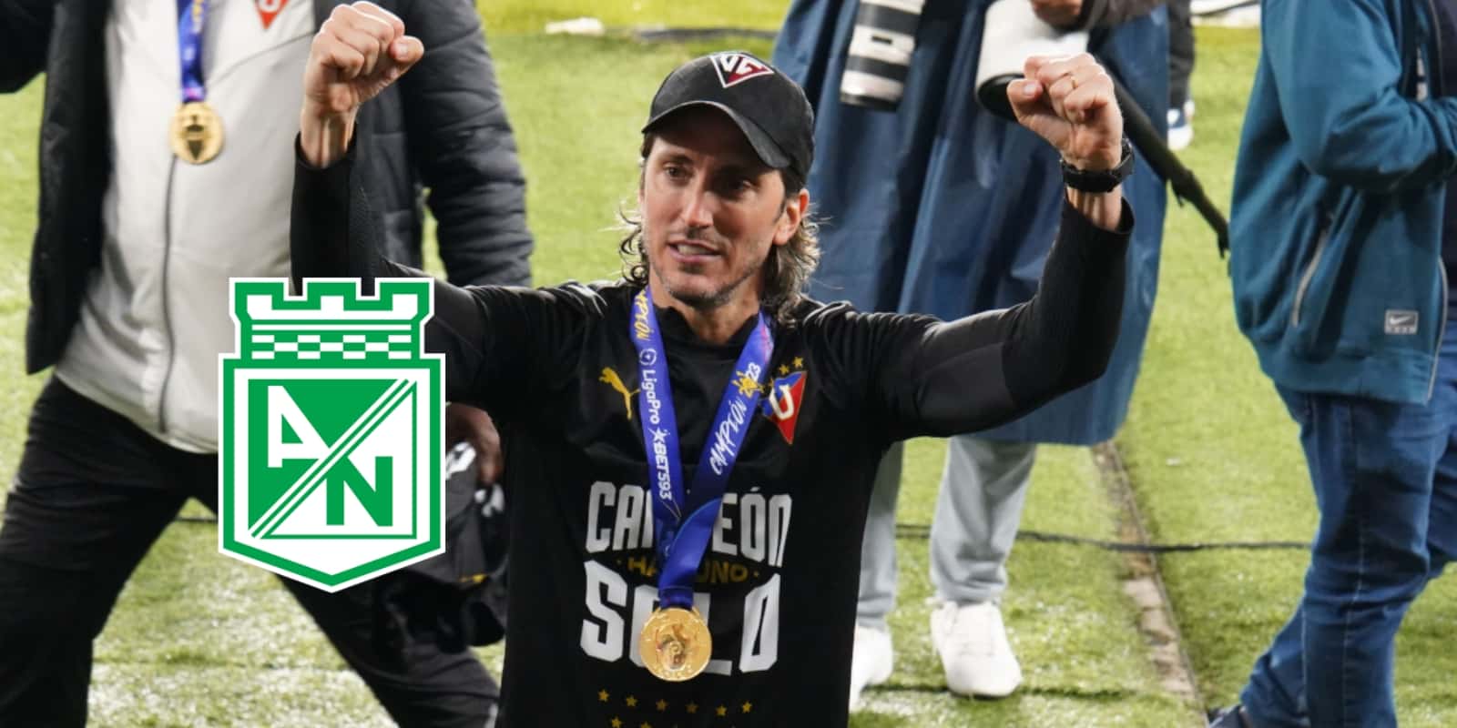 Zubeldía le respondió a Atlético Nacional. Foto tomada de Primicias y logo de Wikipedia.
