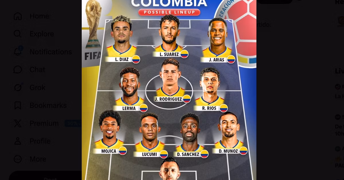 Este sería el once titular de Colombia para su debut en el Mundial 2026