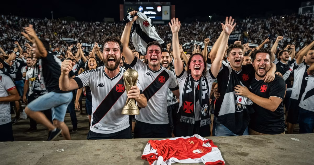 Los hinchas de Vasco da Gama celebrando