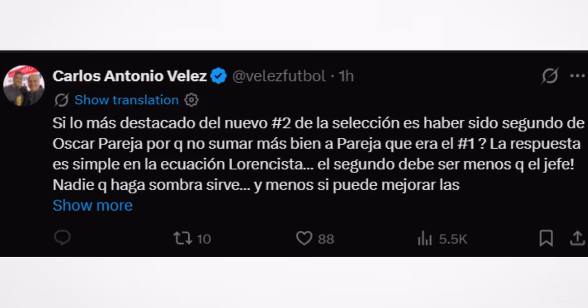 Carlos Antonio Vélez en X.