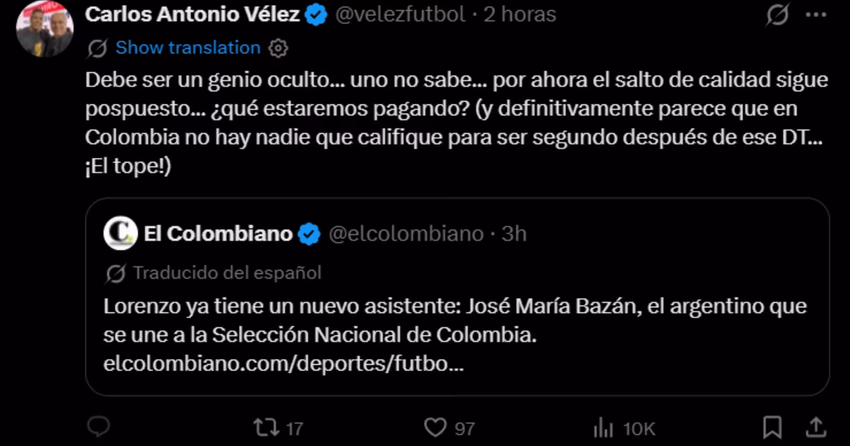 Carlos Antonio Vélez en X