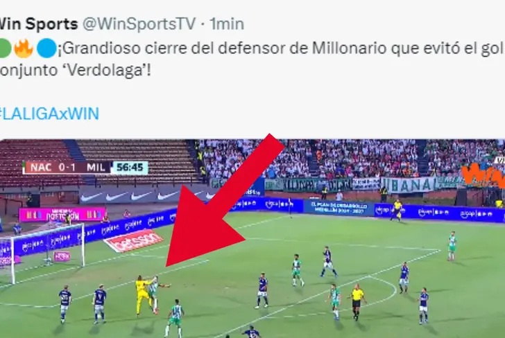 Error de Álvaro Montero en Millonarios vs Atlético Nacional 