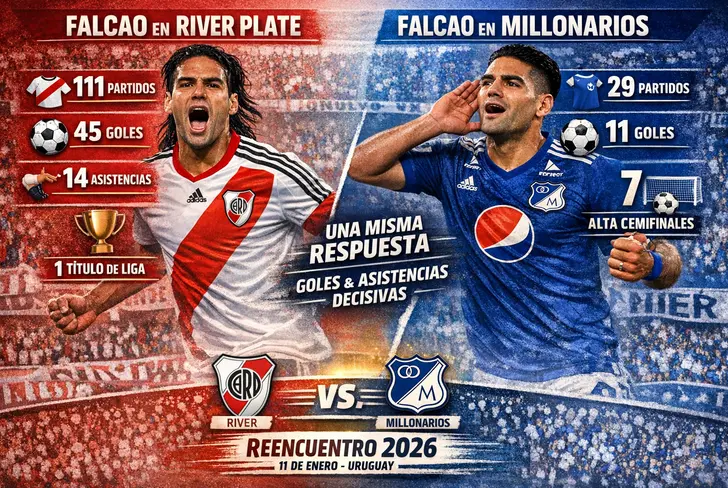 Los números de Falcao en River y Millonarios