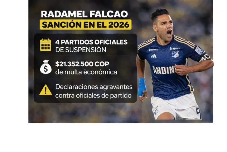 La sanción de Falcao para la Liga Betplay 2026