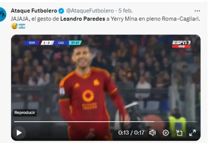 El gesto de Leandro Paredes para humillar a Yerry Mina 